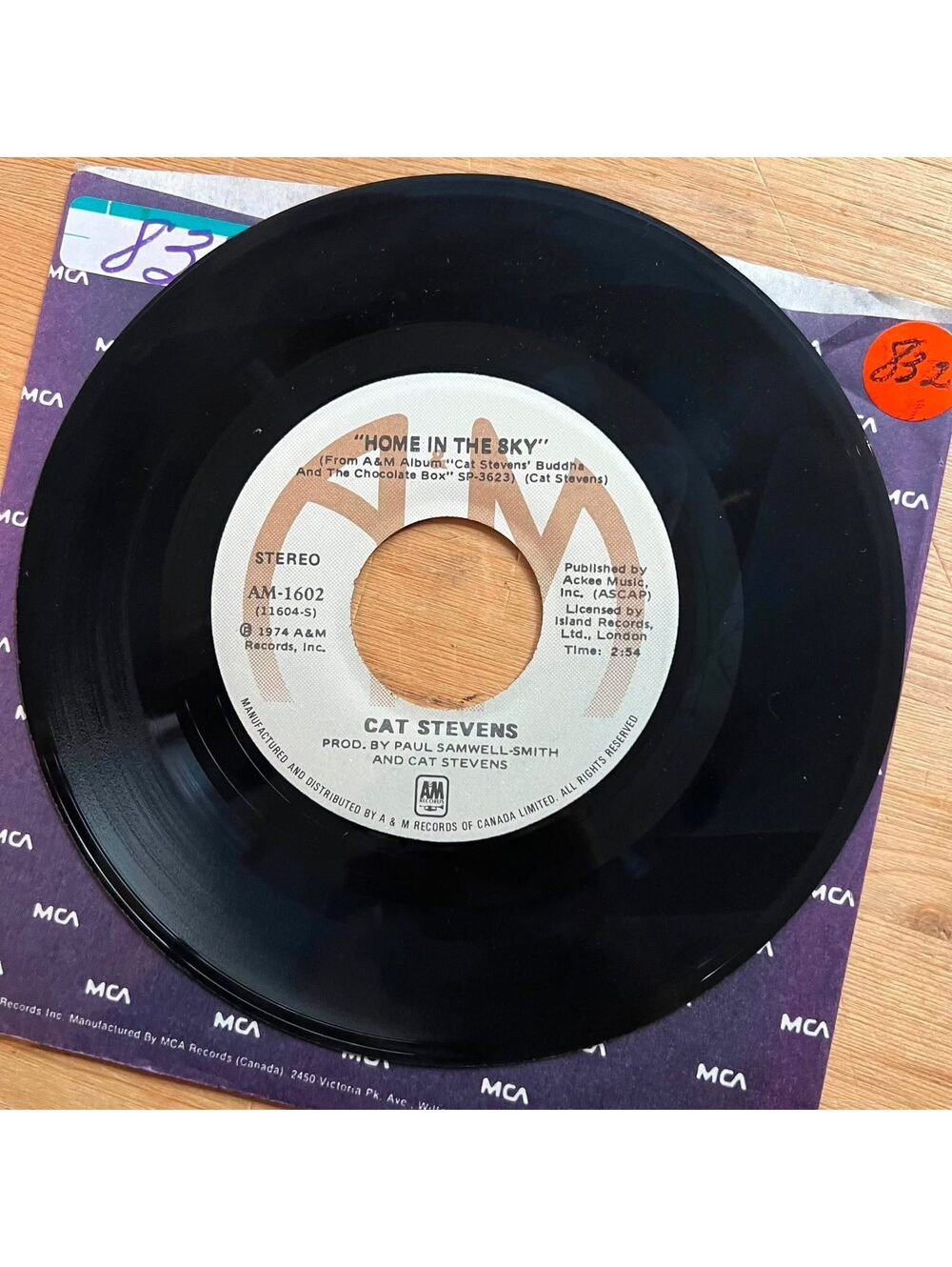 Cat Stevens - Home in the Sky/Another Saturday Night 45rpm VG+ R10